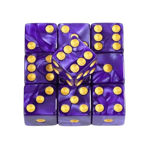 Würfelset Würfel, 10 Stück, 6-seitige Würfel, 16 mm, quadratische Ecken, Würfelset, geeignet for Partysiebe, Party-Requisiten, Party-Spielwürfel farbige Würfel(Purple) von TMAOZW