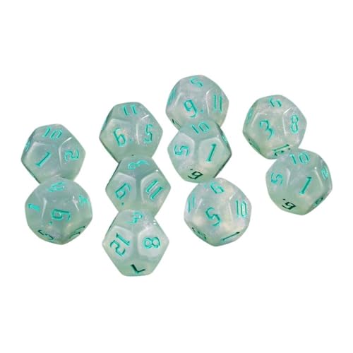 TMAOZW Würfelset Würfel, 10 Stück, D12-Würfel, DND-Rollenspielwürfel, POP-Sternenlichteffekt, Retro-Ziffernstile, geeignet for Brettkartenspiele, Mathespiele farbige Würfel(A06) von TMAOZW