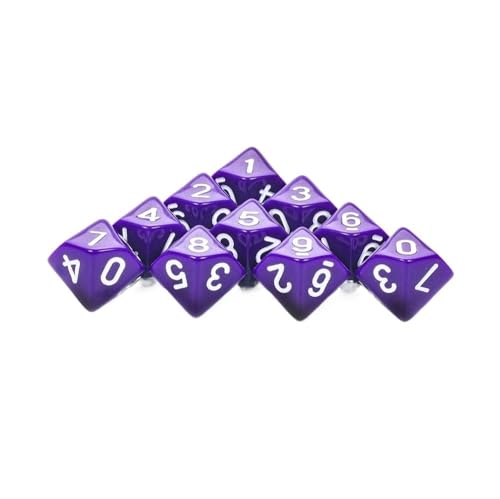 TMAOZW Würfelset Würfel, 10 Stück, buntes D10-Würfel-Set, undurchsichtiger Effekt, geeignet for Club-Party-DIY-Brettspielzubehör farbige Würfel(Purple) von TMAOZW