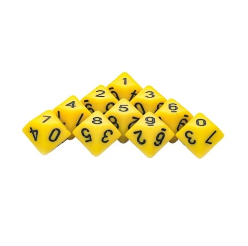 Würfelset Würfel, 10 Stück, buntes D10-Würfel-Set, undurchsichtiger Effekt, geeignet for Club-Party-DIY-Brettspielzubehör farbige Würfel(Yellow) von TMAOZW