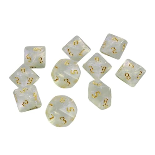 Würfelset Würfel, 10 Stück D10-Würfel, Spielwürfel, Rollenwürfel, polyedrische D10-Würfel, Fantasy-Retro-Schriftstile, geeignet for Nachtclub-Partys, Familienspieleabende farbige Würfel(A02) von TMAOZW