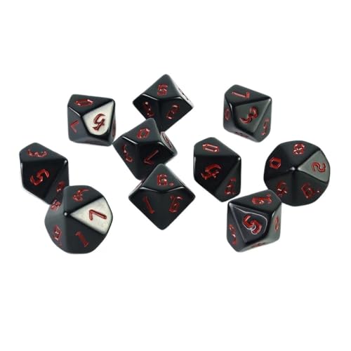 Würfelset Würfel, 10 Stück D10-Würfel, Spielwürfel, Rollenwürfel, polyedrische D10-Würfel, Fantasy-Retro-Schriftstile, geeignet for Nachtclub-Partys, Familienspieleabende farbige Würfel(B01) von TMAOZW