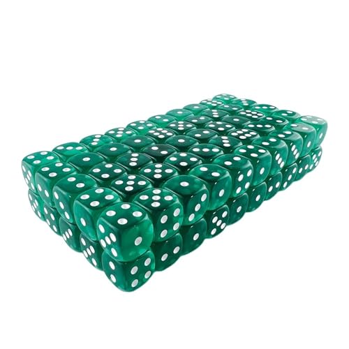 Würfelset Würfel, 100 Stück, 6-seitige Würfel, 14 mm, farbige Würfel, transparent, geeignet for Clubpartys, DIY-Brettspielzubehör farbige Würfel(100pcs Dark Green) von TMAOZW