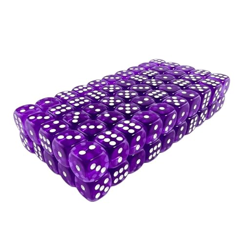 Würfelset Würfel, 100 Stück, 6-seitige Würfel, 14 mm, farbige Würfel, transparent, geeignet for Clubpartys, DIY-Brettspielzubehör farbige Würfel(100pcs Purple) von TMAOZW