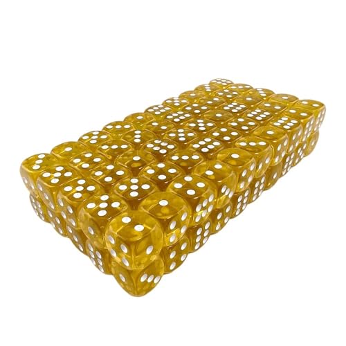 TMAOZW Würfelset Würfel, 100 Stück, 6-seitige Würfel, 14 mm, farbige Würfel, transparent, geeignet for Clubpartys, DIY-Brettspielzubehör farbige Würfel(100pcs Yellow) von TMAOZW