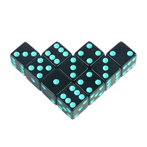 Würfelset Würfel, 40 Stück, schwarz, 16 mm, Acryl-Pips-Würfel, Würfel, D6-Würfel, geeignet for Club-Partys, Familien-Brettspiele, Requisiten farbige Würfel(Lake Blue) von TMAOZW