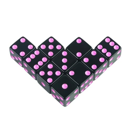 Würfelset Würfel, 40 Stück, schwarz, 16 mm, Acryl-Pips-Würfel, Würfel, D6-Würfel, geeignet for Club-Partys, Familien-Brettspiele, Requisiten farbige Würfel(Pink) von TMAOZW