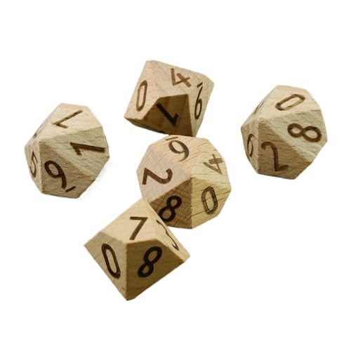 TMAOZW Würfelset Würfel, 5 Stück, runde Ecken, D6, D10, Holzwürfel, geeignet for Fliegende Schach-Requisiten, Tischbrett, Rollenspiel farbige Würfel(D10) von TMAOZW