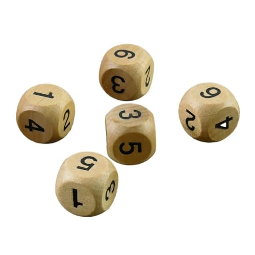 Würfelset Würfel, 5 Stück, runde Ecken, D6, D10, Holzwürfel, geeignet for Fliegende Schach-Requisiten, Tischbrett, Rollenspiel farbige Würfel(D6-Number) von TMAOZW