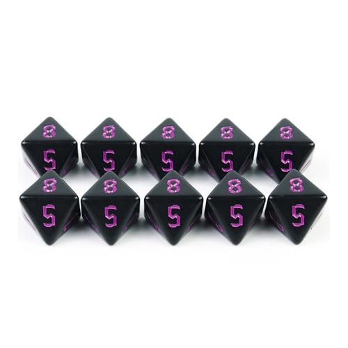 TMAOZW Würfelset Würfel 10-teiliges Acryl-Polyeder-DND-Spielwürfel-Set, geeignet for Nachtclub-Partys, Familienspiele, Nachtspiele farbige Würfel(Purple) von TMAOZW