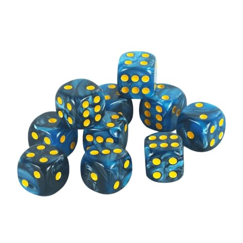 Würfelset Würfel 50 Stück runder Punkt D6 Würfelsatz 12 mm gemischte Farbe geeignet for Brettspiele Würfel Spiel Party Party farbige Würfel(Blue Black) von TMAOZW