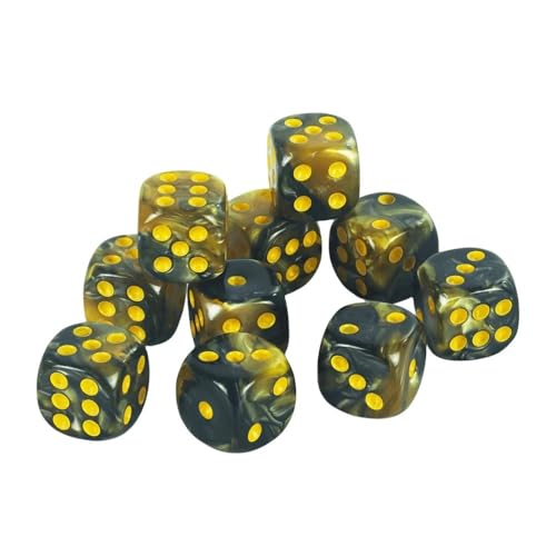 TMAOZW Würfelset Würfel 50 Stück runder Punkt D6 Würfelsatz 12 mm gemischte Farbe geeignet for Brettspiele Würfel Spiel Party Party farbige Würfel(Gold Black) von TMAOZW