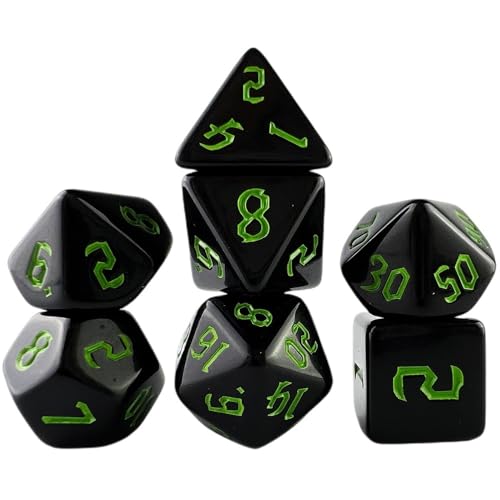 Würfelset Würfel 7-teiliges DND-Polyeder-Würfelset, Acryl, undurchsichtig, D4, D20, mehrere Seiten, geeignet for Clubpartys, Familien-DIY-Spiele, Zubehör farbige Würfel(Green) von TMAOZW