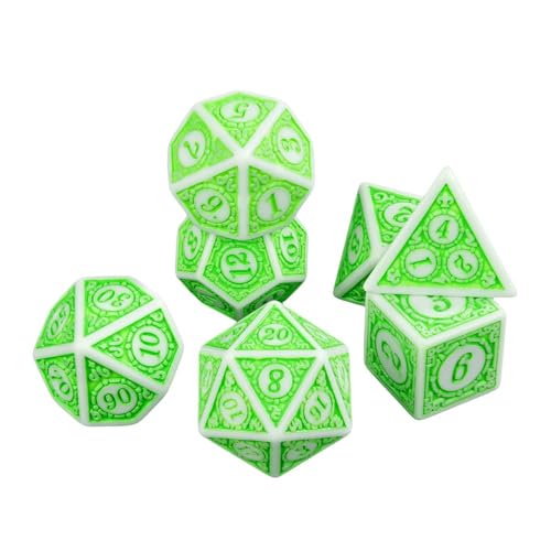 Würfelset Würfel 7-teiliges DND-Polyeder-Würfelset 7-teilig D4 D6 D8 D10 D12 D20 Spielwürfel Geeignet for Clubparty-Familien-DIY-Spielezubehör farbige Würfel(Green) von TMAOZW