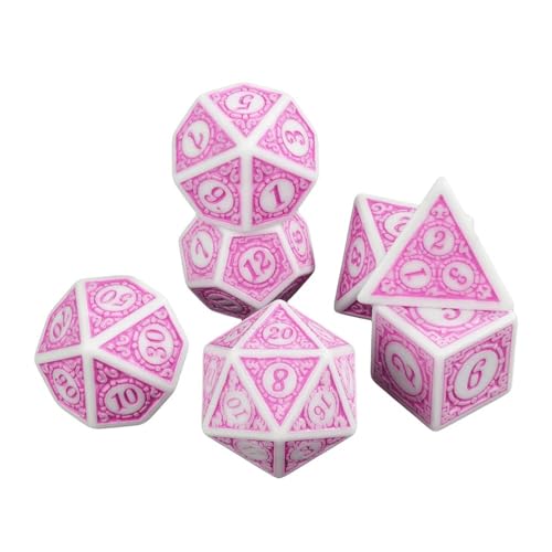 Würfelset Würfel 7-teiliges DND-Polyeder-Würfelset 7-teilig D4 D6 D8 D10 D12 D20 Spielwürfel Geeignet for Clubparty-Familien-DIY-Spielezubehör farbige Würfel(Pink) von TMAOZW