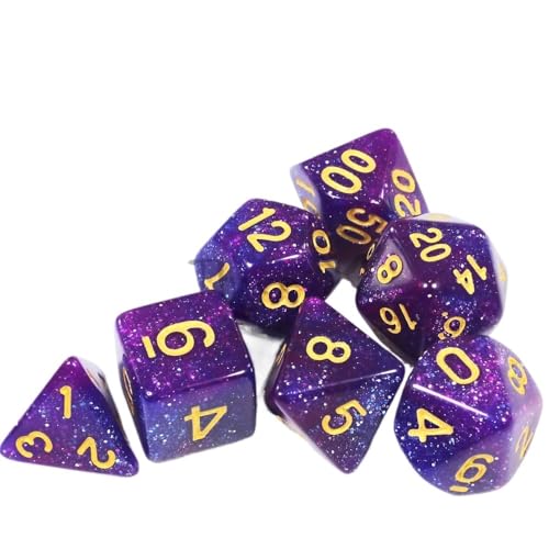 Würfelset Würfel 7-teiliges Set mit D4 D20-Würfeln, geeignet for Würfelspiele, Partys, Hauspartys und Abendessen farbige Würfel(Purple Blue) von TMAOZW