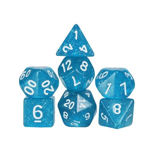 Würfelset Würfel 7-teiliges polyedrisches Würfelset, Brettspiel-Rollenspiele, DND-Würfel, geeignet for Clubpartys, Familienbrettspiel-Requisiten farbige Würfel(Blue) von TMAOZW