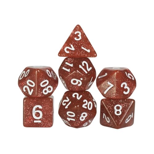 Würfelset Würfel 7-teiliges polyedrisches Würfelset, Brettspiel-Rollenspiele, DND-Würfel, geeignet for Clubpartys, Familienbrettspiel-Requisiten farbige Würfel(Brown) von TMAOZW