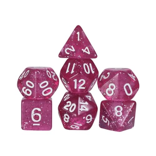 Würfelset Würfel 7-teiliges polyedrisches Würfelset, Brettspiel-Rollenspiele, DND-Würfel, geeignet for Clubpartys, Familienbrettspiel-Requisiten farbige Würfel(Pink) von TMAOZW