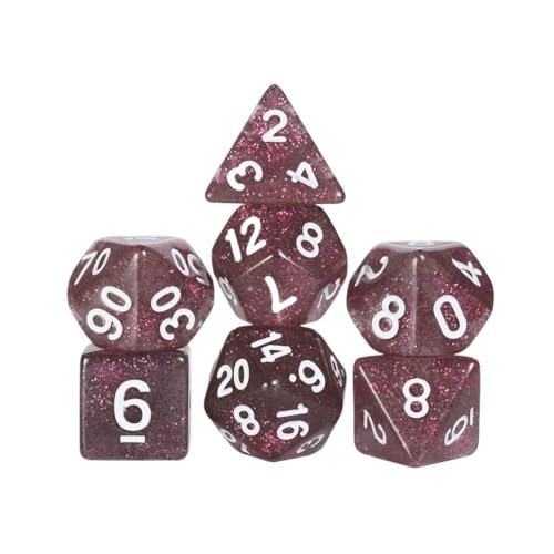 TMAOZW Würfelset Würfel 7-teiliges polyedrisches Würfelset, Brettspiel-Rollenspiele, DND-Würfel, geeignet for Clubpartys, Familienbrettspiel-Requisiten farbige Würfel(Purple) von TMAOZW