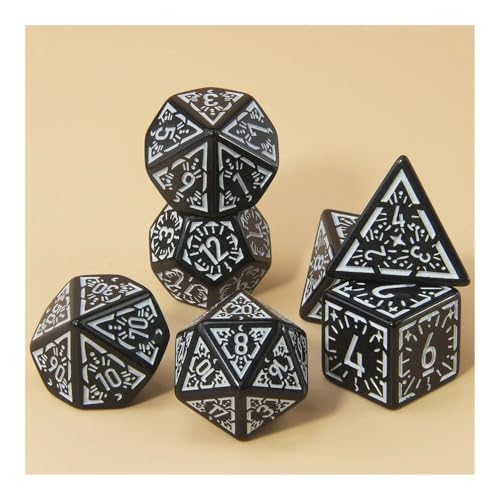 Würfelset Würfel 7-teiliges polyedrisches Würfelset D4 D20 Erstaunliche gravierte Spielewürfel Geeignet for Clubparty-Familienbrett-RPG-Spielrequisiten farbige Würfel(Black White) von TMAOZW