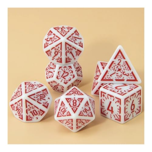 Würfelset Würfel 7-teiliges polyedrisches Würfelset D4 D20 Erstaunliche gravierte Spielewürfel Geeignet for Clubparty-Familienbrett-RPG-Spielrequisiten farbige Würfel(White red) von TMAOZW