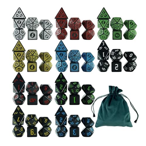 Würfelset Würfel 70-teiliges Set in Tasche, Spielwürfel, polyedrisches Würfelset, Fantasy-Retro-Schriftstile, erstaunliche Muster, geeignet for DND-RPG-Tischspiele farbige Würfel(A) von TMAOZW