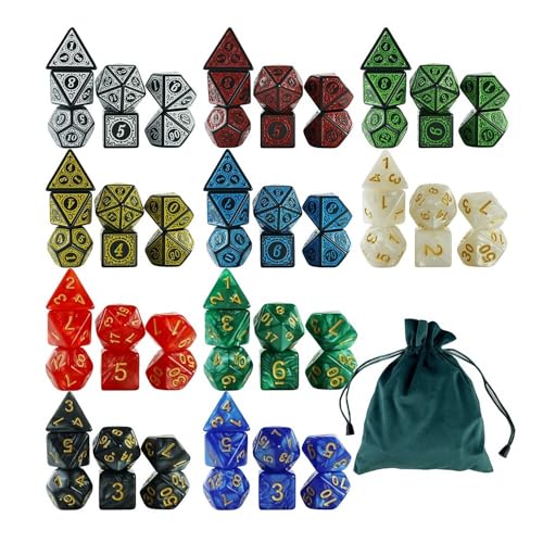 Würfelset Würfel 70-teiliges Set in Tasche, Spielwürfel, polyedrisches Würfelset, Fantasy-Retro-Schriftstile, erstaunliche Muster, geeignet for DND-RPG-Tischspiele farbige Würfel(C) von TMAOZW