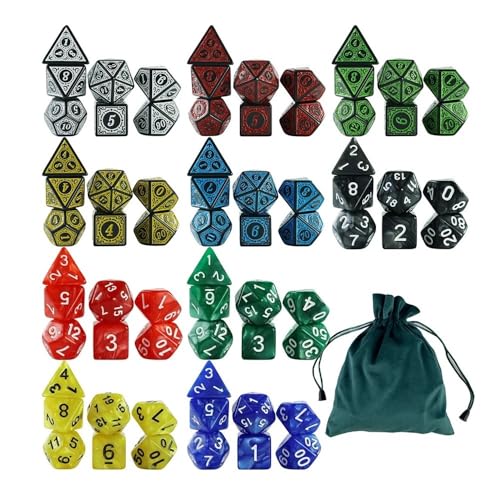 Würfelset Würfel 70-teiliges Set in Tasche, Spielwürfel, polyedrisches Würfelset, Fantasy-Retro-Schriftstile, erstaunliche Muster, geeignet for DND-RPG-Tischspiele farbige Würfel(D) von TMAOZW