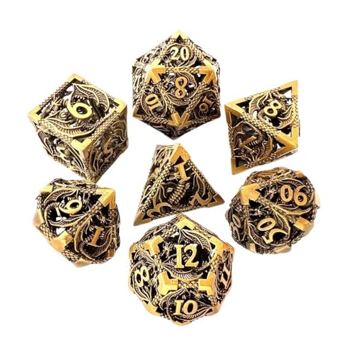 TMAOZW Würfelset Würfel DND Metallwürfel Set D20 D12 D10 D8 D6 D4 D% RPG Polyedrische Spielwürfel Geeignet for Club Party DIY Brettspiel Zubehör farbige Würfel(A02) von TMAOZW