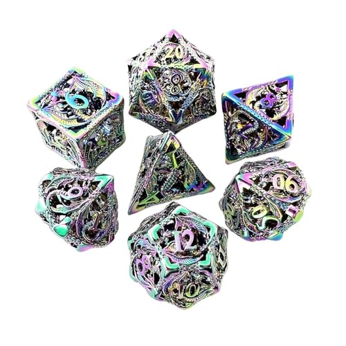 TMAOZW Würfelset Würfel DND Metallwürfel Set D20 D12 D10 D8 D6 D4 D% RPG Polyedrische Spielwürfel Geeignet for Club Party DIY Brettspiel Zubehör farbige Würfel(A03) von TMAOZW