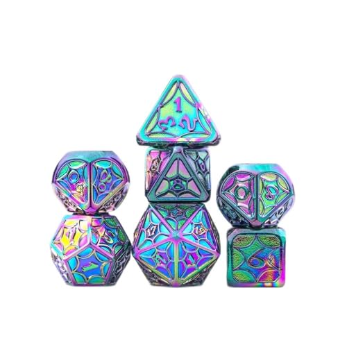 TMAOZW Würfelset Würfel DND Metallwürfel Set D20 D12 D10 D8 D6 D4 D% RPG Polyedrische Spielwürfel Geeignet for Club Party DIY Brettspiel Zubehör farbige Würfel(C04) von TMAOZW