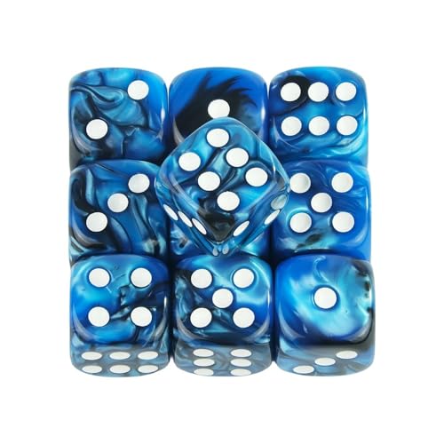 Würfelset Würfel Mix Farbeffekt 12mm D6 Doppelwürfel Spielen Geeignet for Club Party Familie DIY Spiele Zubehör farbige Würfel(Blue Black-01) von TMAOZW