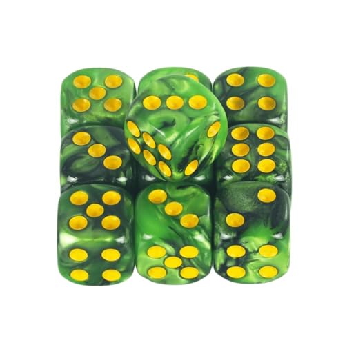 TMAOZW Würfelset Würfel Mix Farbeffekt 12mm D6 Doppelwürfel Spielen Geeignet for Club Party Familie DIY Spiele Zubehör farbige Würfel(Green Black) von TMAOZW