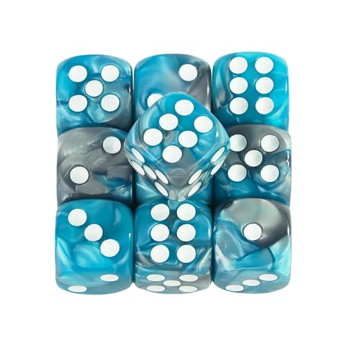 TMAOZW Würfelset Würfel Mix Farbeffekt 12mm D6 Doppelwürfel Spielen Geeignet for Club Party Familie DIY Spiele Zubehör farbige Würfel(Light Blue Grey) von TMAOZW