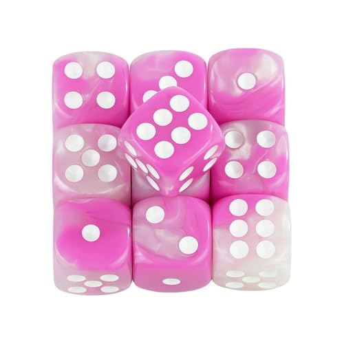 TMAOZW Würfelset Würfel Mix Farbeffekt 12mm D6 Doppelwürfel Spielen Geeignet for Club Party Familie DIY Spiele Zubehör farbige Würfel(Pink White) von TMAOZW