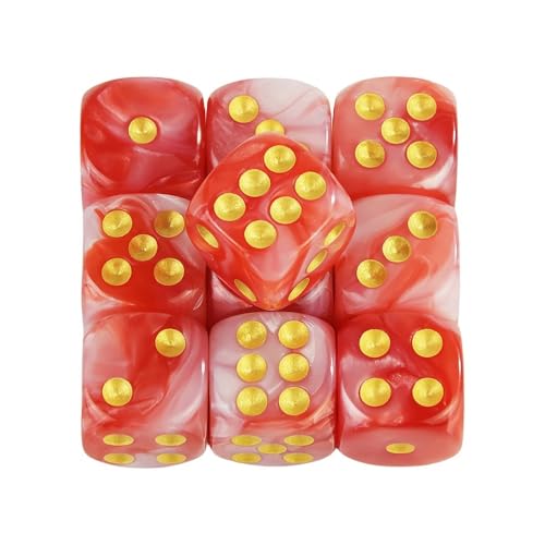 Würfelset Würfel Mix Farbeffekt 12mm D6 Doppelwürfel Spielen Geeignet for Club Party Familie DIY Spiele Zubehör farbige Würfel(Red White) von TMAOZW