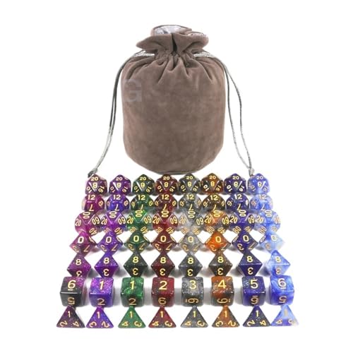 Würfelset Würfel Set von D4 D20 DND Brettspiel Zubehör Würfel 56PCS mit Tasche geeignet for Brettspiele Würfel Spiel Party Party farbige Würfel(Grey Bag) von TMAOZW