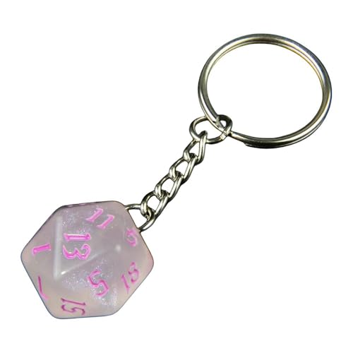 Würfelset Würfelset Glitzerwürfel Schlüsselanhänger Brettspiel Souvenirs D20 Schlüsselanhänger Geeignet for Club Party Familie DIY Spiele Zubehör farbige Würfel(Pink) von TMAOZW