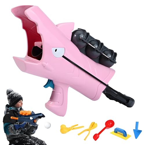 TMFGLERI Hai-Schneeballwerfer, Hai-Schneeballwerfer-Spielzeug, Schneeballmacher-Spielzeug, Schneeballmacher-Set, Schneeball-Blaster-Pistole, Werfer für den Winter. (Pink) von TMFGLERI