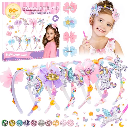 Einhorn Geschenke für Mädchen 5 6 7 8 Jahre: Spielzeug Bastelset Kinder ab 6-8-10-7 Jahre Haarreifen Mädchen Diamond Painting Kinder Basteln Geburtstag Geschenk Mädchen 5 6 7 8 9 10 Jahre Weihnachten von TMGOT