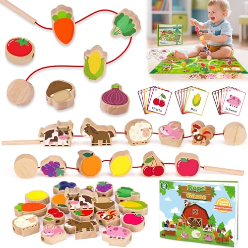 Montessori Spielzeug ab 2 1 3 Jahre: Geschenk Mädchen 1-3 Jahre Junge Fädelspiel Bauernhof Motorikspielzeug für Kinderspielzeug ab 2-3 Jahr Mädchen Holzspielzeug Lernkarten für Kleinkinder ab 2 Jahren Montessori Spielzeug ab 2 1 3 Jahre: Geschenk Mädchen 1-3 Jahre Junge Fädelspiel Bauernhof Motorikspielzeug für Kinderspielzeug ab 2-3 Jahr Mädchen Holzspielzeug Lernkarten für Kleinkinder ab 2 Jahren von TMGOT