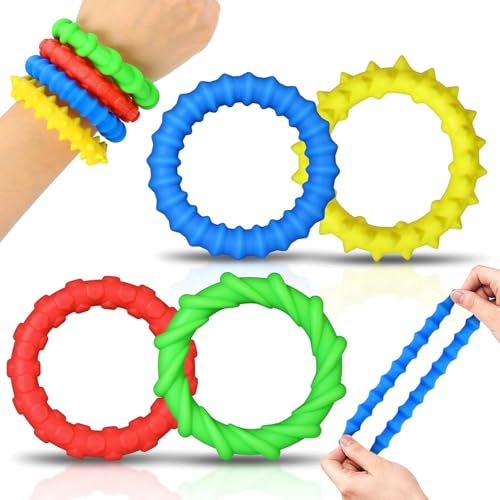 TMHAI Fidget Toys Sensory 4 Pack Sensorisches Zappelspielzeug Dehnbare Taktile Spielzeug für Kinder Erwachsene, Klassenzimmer Ruhig Beruhigen Artikel von TMHAI