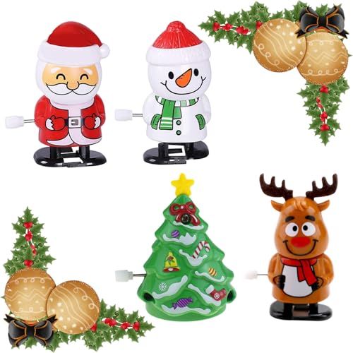 4 pcs Weihnachts Aufziehspielzeug,Kinder Aufziehspielzeug,Spielzeug Aufziehfigur Weihnachten,Schneemann,Weihnachtsmann,Elch,Weihnachtsbaum,Geeignet für Kinder und Erwachsene,Weihnachtsfüllmaterial von TMRBBesty