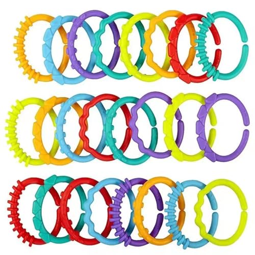 TMRBBesty 24 Pcs Kinderwagenkette Verbindungsglieder,Kinderwagenkette zum Selber Basteln,Kinderwagen-Spielzeug-Ringe,Kinderwagen-Kettenringe,Übung der visuellen Greiffähigkeit des Babys TMRBBesty 24 Pcs Kinderwagenkette Verbindungsglieder,Kinderwagenkette zum Selber Basteln,Kinderwagen-Spielzeug-Ringe,Kinderwagen-Kettenringe,Übung der visuellen Greiffähigkeit des Babys von TMRBBesty