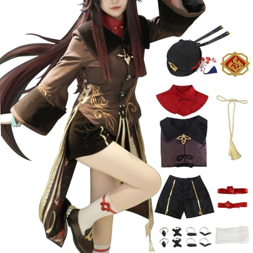 TMSREBU Hu Tao Cosplay Kostüm Halloween Outfit mit Hut für Damen von TMSREBU