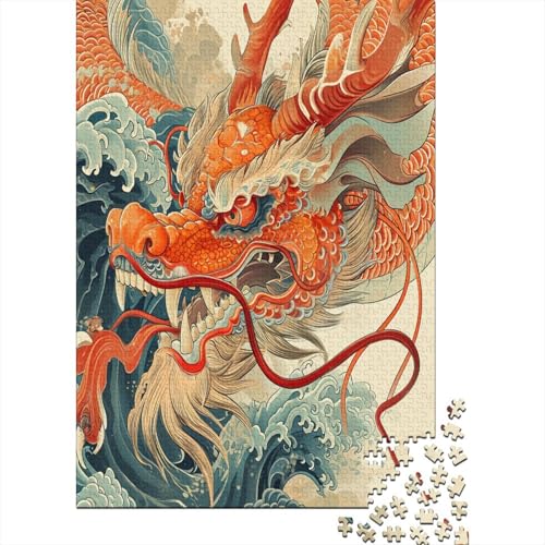 Drache Puzzle 1000 Teile,für Erwachsene, Impossible Puzzle,farbenfrohes Legespiel,GesKükenlichkeitsspiel Für Die Ganze Familie,Erwachsenenpuzzle Puzzel 1000pcs (75x50cm) von TNSGHAVED