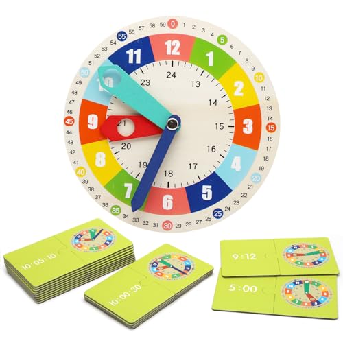 TNSLAND Holz Lernuhren für Kleinkinder Uhr Lernen, Lernuhr, Holzuhr Kinder Lernuhr Holz Uhr Kinder Lernen Uhr Zum Lernen Kinder PäDagogisches Spielzeug Geschenk für Kleinkinder von TNSLAND