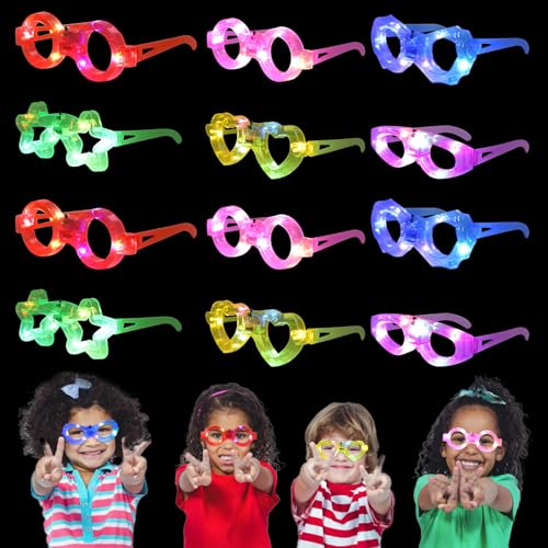 TNSLAND Mitgebsel Kindergeburtstag 12pcs Gastgeschenke Kinder Led Brille Neon Party Gadgets Partybrille Wundertüte Kinder Party Glasses Party-Mitgebsel Give Aways Leuchtspielzeug Kinder Leuchtbrille von TNSLAND