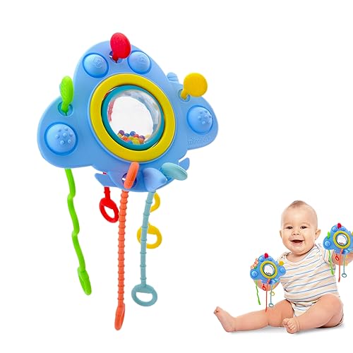 TNSLAND Montessori Spielzeug Baby Silikon-Zugschnur-Aktivitätsspielzeug Motorikspielzeug ab 6 Monate Sensorik Spielzeug Babyspielzeug Flugzeug Spielzeuge Toy Geschenk für Jungen Mädchen von TNSLAND